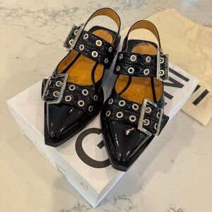 Ganni Buckle Ballerina Flats